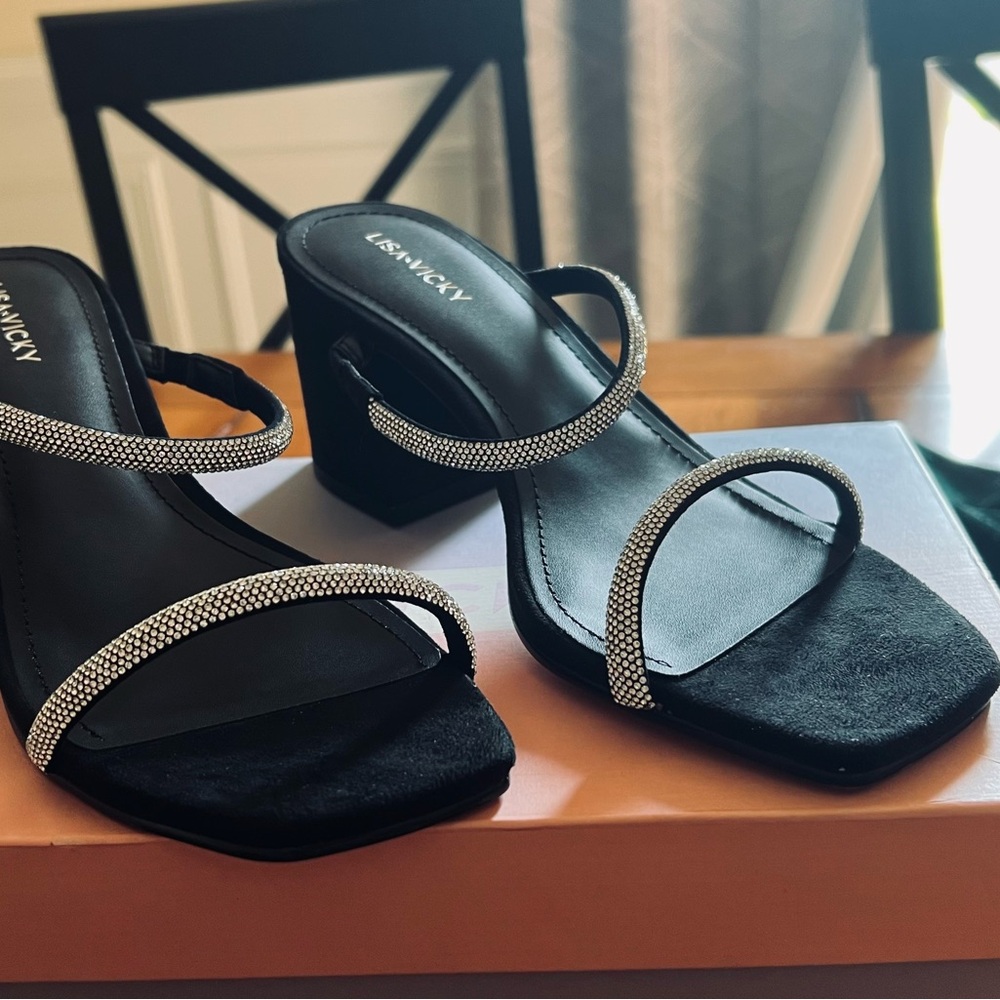 Elegant Black Heels with Silver Accents